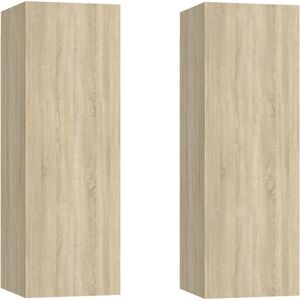 vidaXL 2x TV Cabinets Sonoma Oak Wall Mounted Hifi Stand - TV Cabinet vidaXL 2x TV Cabinets Sonoma Oak Wall Mounted Hifi Stand - TV Cabinet