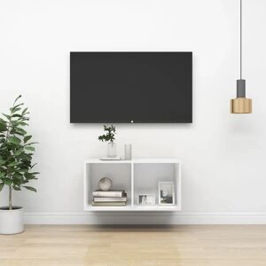 vidaXL Wall-mounted TV Cabinet White 37x37x72 cm Chipboard Lowboard Hifi Unit - TV Cabinet vidaXL Wall-mounted TV Cabinet White 37x37x72 cm Chipboard Lowboard Hifi Unit - TV Cabinet