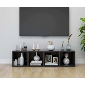 vidaXL 4x TV Cabinets Grey 37x35x37 cm Engineered Wood Lowboard Hifi Unit Furniture vidaXL 4x TV Cabinets Grey 37x35x37 cm Engineered Wood Lowboard Hifi Unit Furniture