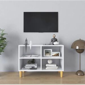 vidaXL 805923 White Wooden Leg TV Cabinet - TV cabinet vidaXL 805923 White Wooden Leg TV Cabinet - TV cabinet