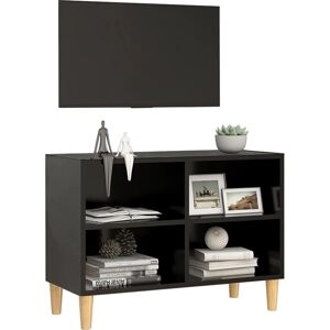 vidaXL 805924 Black TV Cabinet with Solid Wood Legs - TV Cabinet vidaXL 805924 Black TV Cabinet with Solid Wood Legs - TV Cabinet