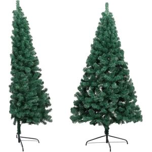 vidaXL Artificial Half Christmas Tree with Stand Green PVC - Christmas Tree vidaXL Artificial Half Christmas Tree with Stand Green PVC - Christmas Tree