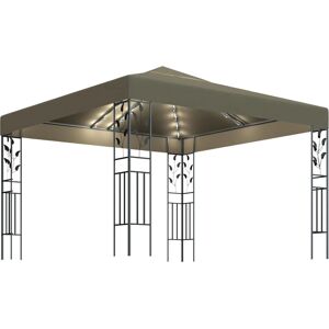 vidaXL Pavillon mit LED-Lichterkette 3x3 m Taupe - Außenschattentent vidaXL Pavillon mit LED-Lichterkette 3x3 m Taupe - Außenschattentent
