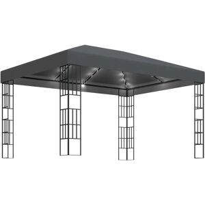 vidaXL Pavillon mit LED-Lichterkette 3x4m Anthrazit Outdoor Sonnenschutz vidaXL Pavillon mit LED-Lichterkette 3x4m Anthrazit Outdoor Sonnenschutz