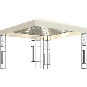 vidaXL Gazebo with LED String Lights 3x3 m Cream Fabric Outdoor Sunshade - Gazebo vidaXL Gazebo with LED String Lights 3x3 m Cream Fabric Outdoor Sunshade - Gazebo