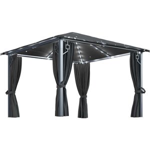 VidaXL Gazebo with Curtains & LED Light Chain - 300x300 cm, Anthracite, Aluminum, Outdoor Shelter VidaXL Gazebo with Curtains & LED Light Chain - 300x300 cm, Anthracite, Aluminum, Outdoor Shelter
