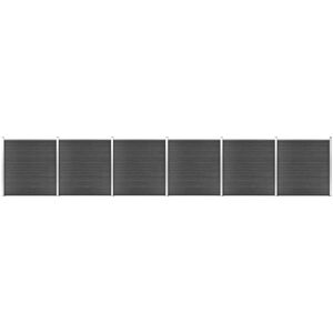 vidaXL Fence Panel Set WPC 1045x186 cm Black - Fence Panel Set vidaXL Fence Panel Set WPC 1045x186 cm Black - Fence Panel Set