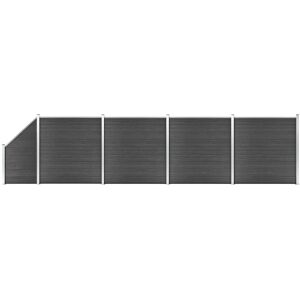 vidaXL Fence Panel Set WPC 792x (105-186) cm Black Garden Edging - Fence Panel Set vidaXL Fence Panel Set WPC 792x (105-186) cm Black Garden Edging - Fence Panel Set
