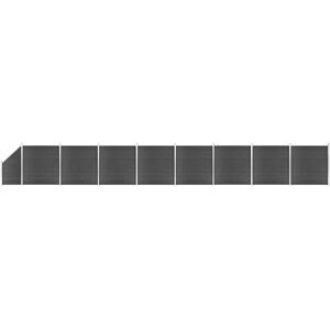 vidaXL Fence Panel Set WPC 1484x(105-186) cm Black Garden Edging Barrier Wall vidaXL Fence Panel Set WPC 1484x(105-186) cm Black Garden Edging Barrier Wall