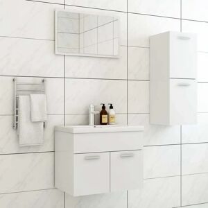 vidaXL Bathroom Furniture Set White - Wall Mirror Storage Cabinet - Bathroom Furniture Set vidaXL Bathroom Furniture Set White - Wall Mirror Storage Cabinet - Bathroom Furniture Set