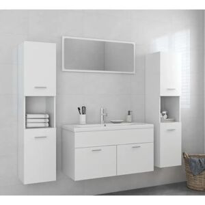 vidaXL Bathroom Furniture Set White Engineered Wood Wall Cabinet Indoor Mirror - Bathroom Set vidaXL Bathroom Furniture Set White Engineered Wood Wall Cabinet Indoor Mirror - Bathroom Set