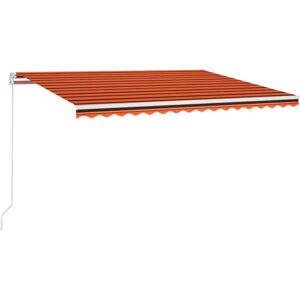 vidaXL Manual Retractable Awning with LED 450x300 cm Orange and Brown - Awning vidaXL Manual Retractable Awning with LED 450x300 cm Orange and Brown - Awning