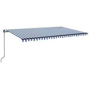 vidaXL Manual Retractable Awning 500x350 cm Blue and White - Awning vidaXL Manual Retractable Awning 500x350 cm Blue and White - Awning