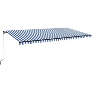 vidaXL Manual Retractable Awning 600x350 cm Blue and White - Retractable Awning vidaXL Manual Retractable Awning 600x350 cm Blue and White - Retractable Awning