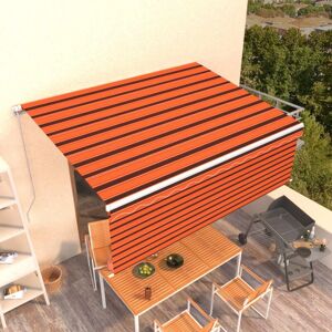 vidaXL Retractable Manual Awning with Orange and Brown Shade - Awnings vidaXL Retractable Manual Awning with Orange and Brown Shade - Awnings
