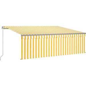 vidaXL Yellow&White Retractable Awning 4x3m - Outdoor Awning vidaXL Yellow&White Retractable Awning 4x3m - Outdoor Awning