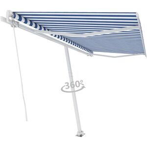 vidaXL 450x300 cm Retractable Awning - Blue & White vidaXL 450x300 cm Retractable Awning - Blue & White
