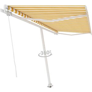 Brand - Retractable Yellow/White Manual Awning 400x350 cm - Awning Brand - Retractable Yellow/White Manual Awning 400x350 cm - Awning