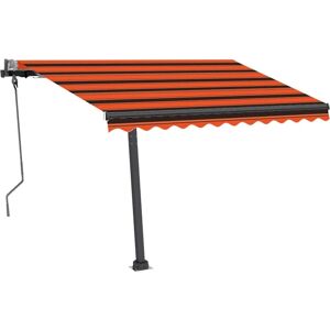 vidaXL Manual Retractable Awning with LED 300x250 cm Orange and Brown - Awning vidaXL Manual Retractable Awning with LED 300x250 cm Orange and Brown - Awning
