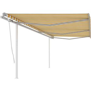 vidaXL Manual Retractable Awning with Posts 6x3 m Yellow and White vidaXL Manual Retractable Awning with Posts 6x3 m Yellow and White