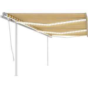 vidaXL Manual Retractable Awning with LED - 6x3.5 m - Yellow & White vidaXL Manual Retractable Awning with LED - 6x3.5 m - Yellow & White