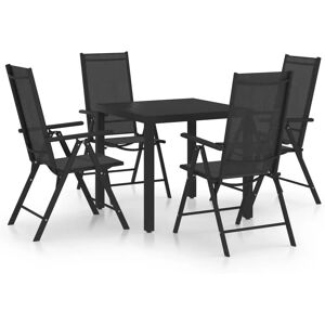 vidaXL Garden Dining Set 5 Piece Aluminium Black Outdoor Dining Table Chairs vidaXL Garden Dining Set 5 Piece Aluminium Black Outdoor Dining Table Chairs