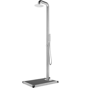Doccia da giardino vidaXL con base grigia - 230 cm acciaio inox Doccia da giardino vidaXL con base grigia - 230 cm acciaio inox