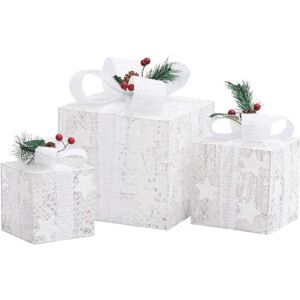 vidaXL 3 White Decorative Christmas Gift Boxes - Gift Boxes vidaXL 3 White Decorative Christmas Gift Boxes - Gift Boxes