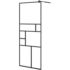 vidaXL Walk-in Shower Wall with Clear ESG Glass Black - Shower Type vidaXL Walk-in Shower Wall with Clear ESG Glass Black - Shower Type