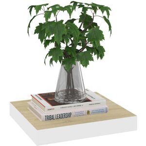 vidaXL 2x Floating Wall Shelves Oak White MDF Bookcase Wall Board CD Rack - Wall Shelves vidaXL 2x Floating Wall Shelves Oak White MDF Bookcase Wall Board CD Rack - Wall Shelves