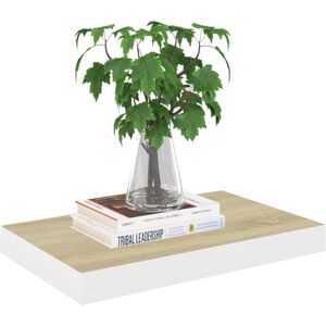 vidaXL 4x Floating Wall Shelves Oak and White MDF - Wall Shelves vidaXL 4x Floating Wall Shelves Oak and White MDF - Wall Shelves