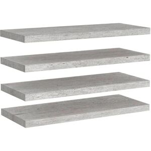 VidaXL 4x Floating Wall Shelves Concrete Grey MDF Wall Ledge - Wall Shelves VidaXL 4x Floating Wall Shelves Concrete Grey MDF Wall Ledge - Wall Shelves