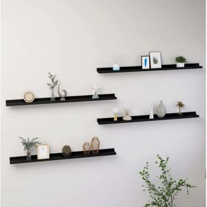 vidaXL 4x Wall Shelves Black 115x9x3 cm - Wall Shelves vidaXL 4x Wall Shelves Black 115x9x3 cm - Wall Shelves