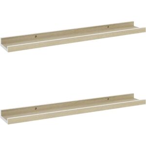 vidaXL Wall Shelves White and Sonoma Oak 60x9x3 cm - Wall Shelves vidaXL Wall Shelves White and Sonoma Oak 60x9x3 cm - Wall Shelves