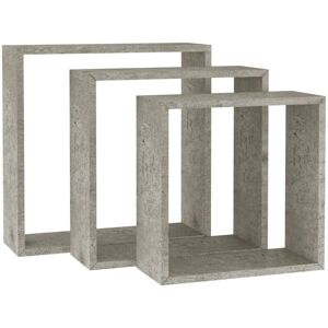 vidaXL 3x Wall Cube Shelves Concrete Grey - Wall Shelves vidaXL 3x Wall Cube Shelves Concrete Grey - Wall Shelves