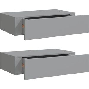 vidaXL Wall-mounted Drawer Shelves Grey MDF Wall Cabinet - Wall-mounted Drawer Shelves vidaXL Wall-mounted Drawer Shelves Grey MDF Wall Cabinet - Wall-mounted Drawer Shelves