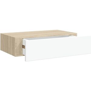 vidaXL Wall-mounted Drawer Shelf Oak White MDF - Wall Shelf with Drawer vidaXL Wall-mounted Drawer Shelf Oak White MDF - Wall Shelf with Drawer
