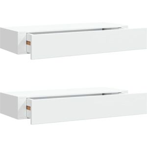 vidaXL White MDF Wall-mounted Drawer Shelves - Wall-mounted Drawer Shelves vidaXL White MDF Wall-mounted Drawer Shelves - Wall-mounted Drawer Shelves