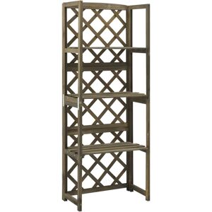 vidaXL Solid Fir Wood Trellis with Shelves Grey Garden Plant Shelf - Garden Trellis vidaXL Solid Fir Wood Trellis with Shelves Grey Garden Plant Shelf - Garden Trellis