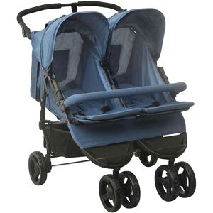 vidaXL Zwillingskinderwagen Marineblau Stahl - Kinderwagen für Zwillinge vidaXL Zwillingskinderwagen Marineblau Stahl - Kinderwagen für Zwillinge