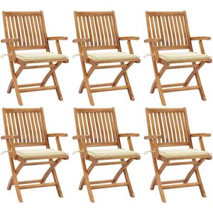 vidaXL Klappbare Gartenstühle mit Kissen - 6 Stk. Teakholz vidaXL Klappbare Gartenstühle mit Kissen - 6 Stk. Teakholz