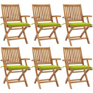 vidaXL Klappstühle für den Garten - Robustes Teak, Grüne Kissen vidaXL Klappstühle für den Garten - Robustes Teak, Grüne Kissen