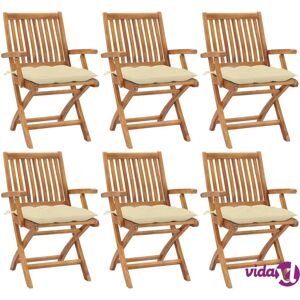 vidaXL 6-tlg Gartenstühle aus Teakholz mit Kissen vidaXL 6-tlg Gartenstühle aus Teakholz mit Kissen