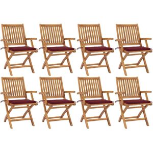 vidaXL Klappbare Gartenstühle mit Kissen - 8 Stück Teakholz vidaXL Klappbare Gartenstühle mit Kissen - 8 Stück Teakholz