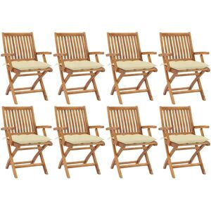 vidaXL Gartenstühle mit Kissen - Faltbares Teakholz-Set vidaXL Gartenstühle mit Kissen - Faltbares Teakholz-Set