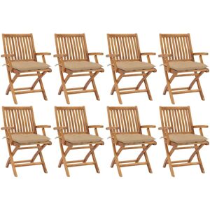vidaXL Gartenstühle mit Kissen - 8 Stück, Massiv Teakholz vidaXL Gartenstühle mit Kissen - 8 Stück, Massiv Teakholz