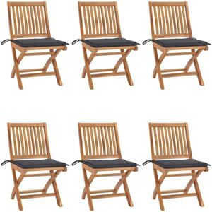 vidaXL Gartenfaltstühle Teak Holz 6 Stück mit Kissen - Gartensessel vidaXL Gartenfaltstühle Teak Holz 6 Stück mit Kissen - Gartensessel
