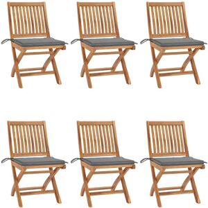 vidaXL Gartenstühle - Klappbares Teakholz - Kissen - 6 Stück vidaXL Gartenstühle - Klappbares Teakholz - Kissen - 6 Stück