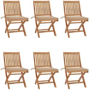 vidaXL Gartenstühle 6 Stück Klappbar Teak Holz mit Kissen vidaXL Gartenstühle 6 Stück Klappbar Teak Holz mit Kissen