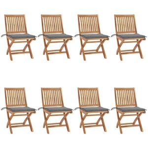 vidaXL Klappbare Gartenstühle mit Kissen - 8 Stück Teakholz vidaXL Klappbare Gartenstühle mit Kissen - 8 Stück Teakholz